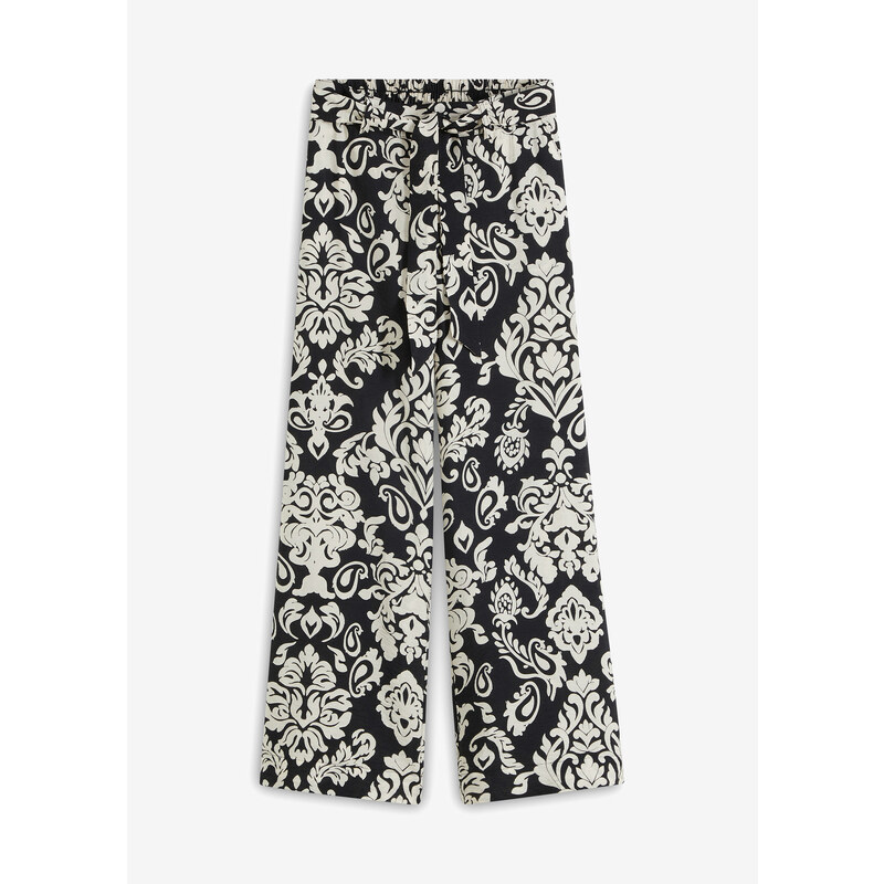 bonprix Palazzo nohavice s pohodlným pásom, farba čierna 52801276