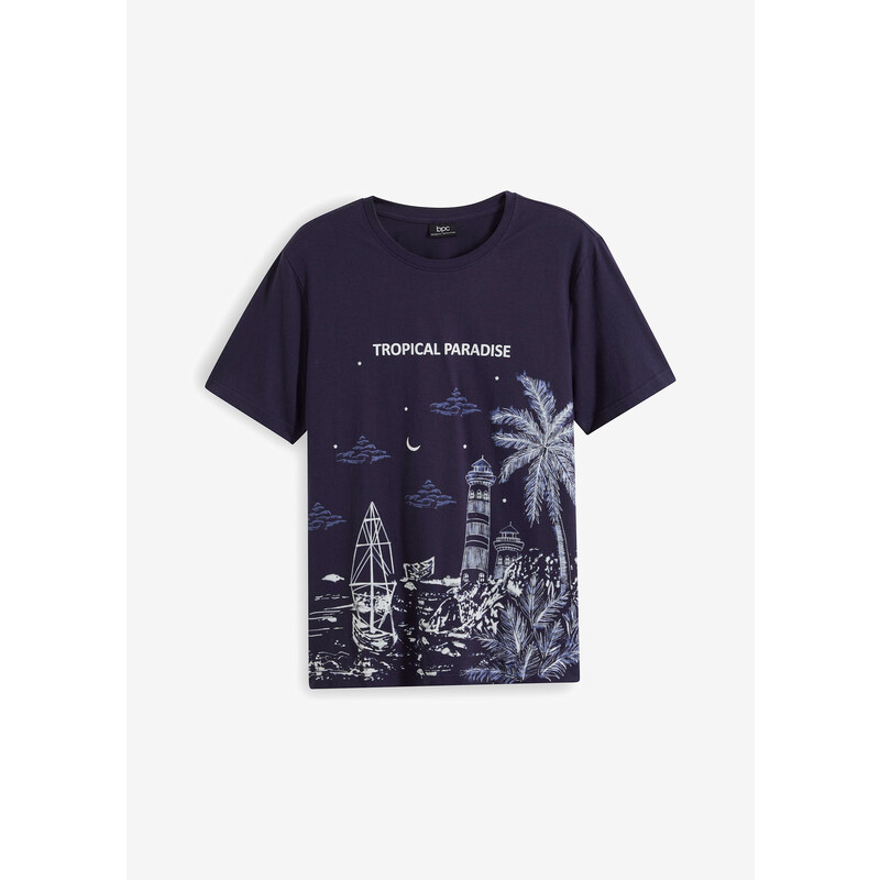 bonprix Tričko z čistej bavlny, farba modrá 52801598