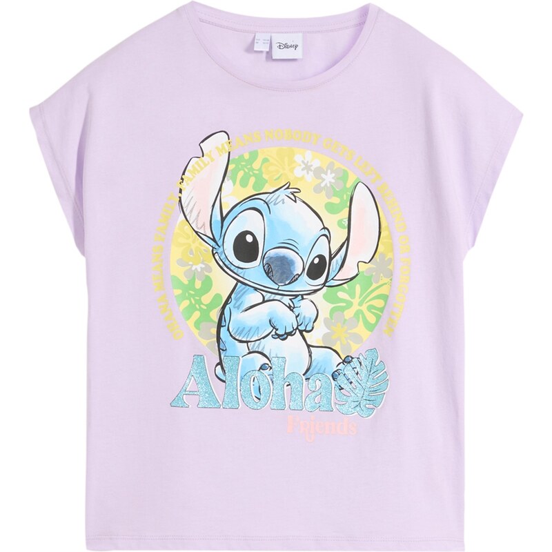 bonprix Dievčenské tričko Disney Stitch, farba fialová 52801795