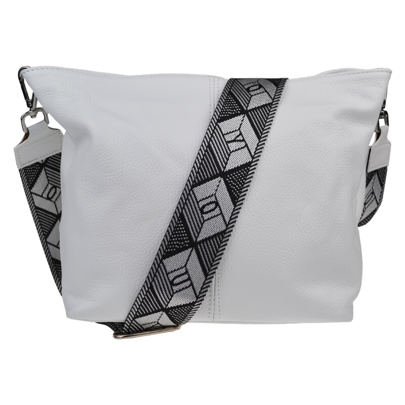 Biela kožená talianska crossbody kabelka Prisca Bianca s prídavným 52901056