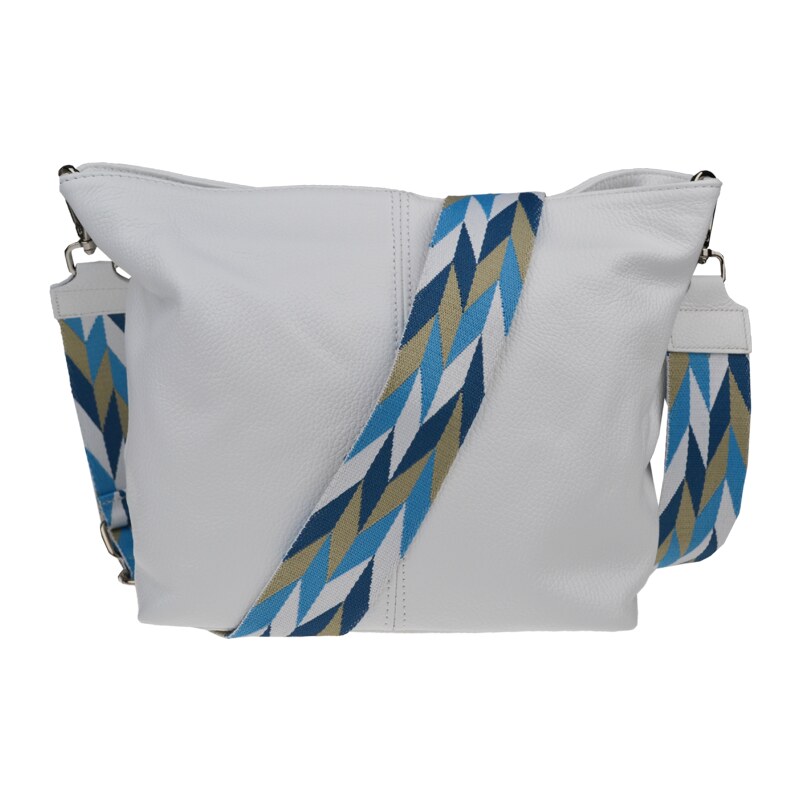 Biela kožená talianska crossbody kabelka Prisca Bianca s prídavným 52901058