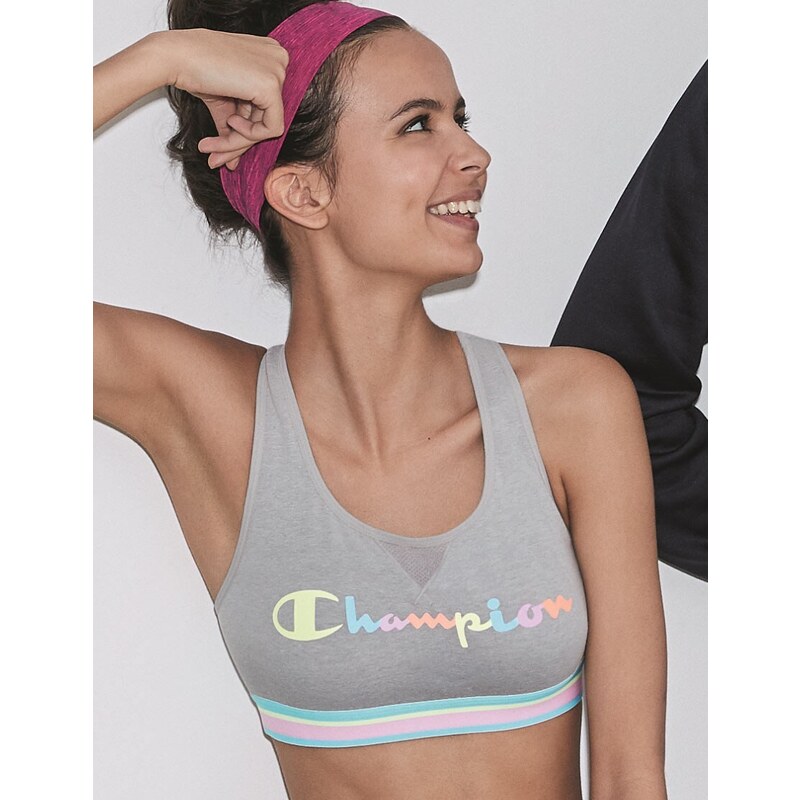 Športová podprsenka CHAMPION CROP TOP AUTHENTIC šedá svetlo 52912465