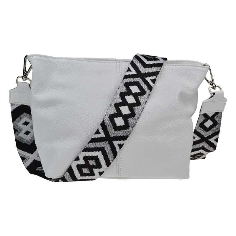 Biela kožená talianska crossbody kabelka Batilda Bianca s prídavným 52962747