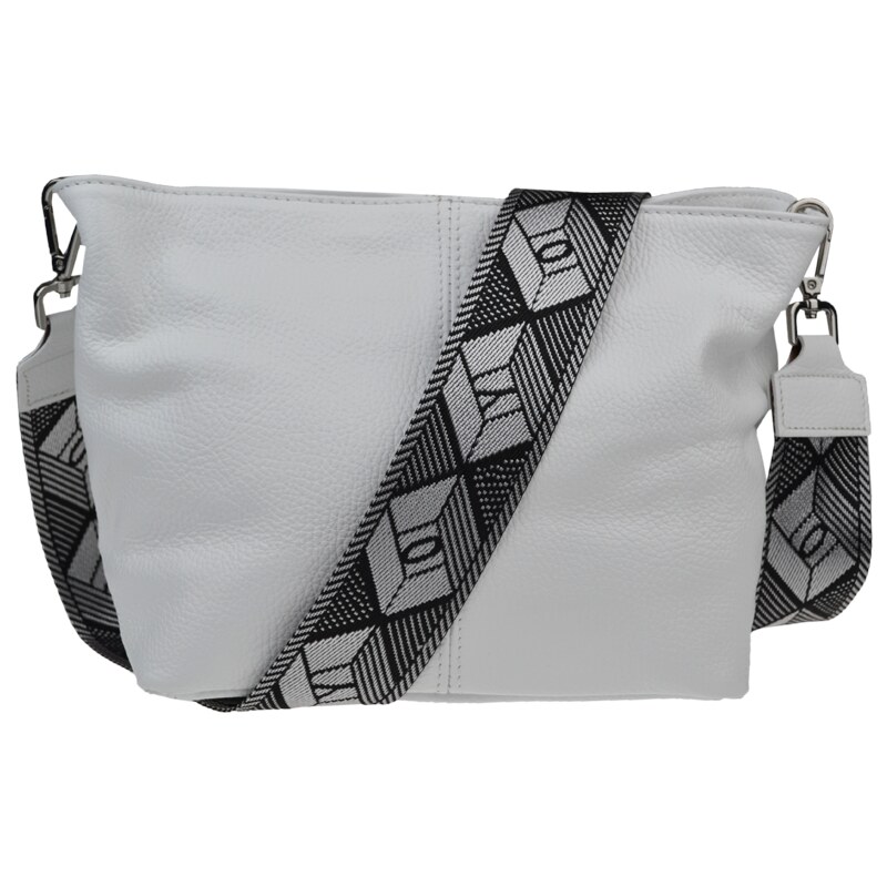 Biela kožená talianska crossbody kabelka Batilda Bianca s prídavným 52962749