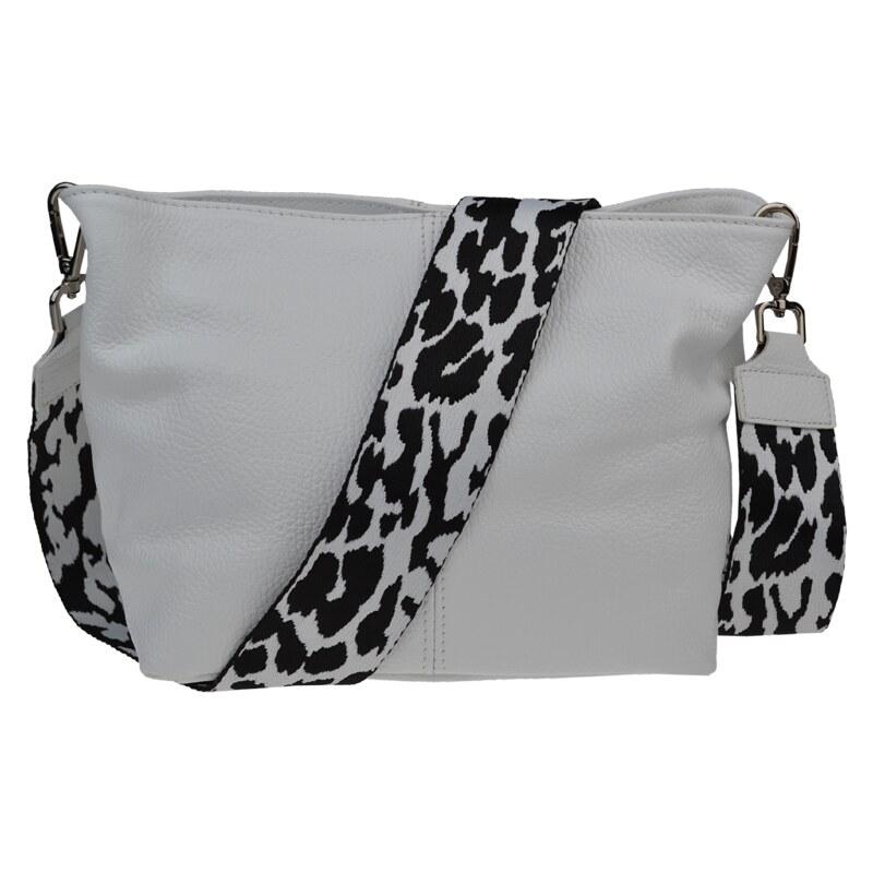 Biela kožená talianska crossbody kabelka Batilda Bianca s prídavným 52962750