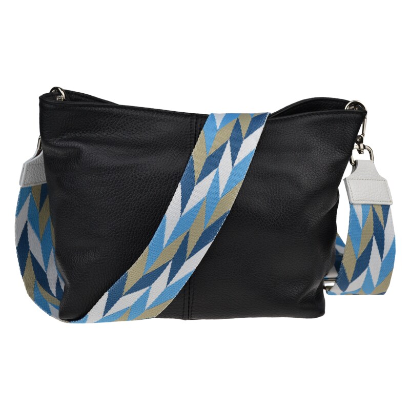 Čierna kožená talianska crossbody kabelka Batilda Nera s prídavným 52962753