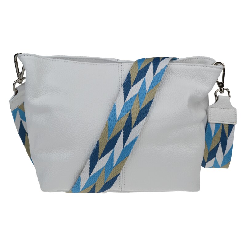 Biela kožená talianska crossbody kabelka Batilda Bianca s prídavným 52962752