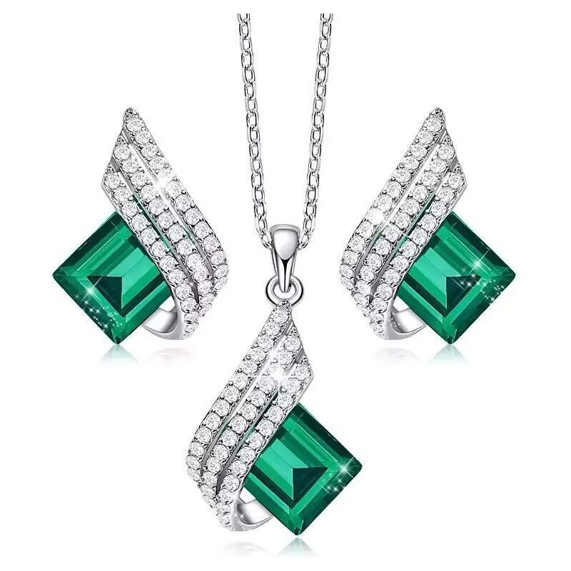 Glory Strieborný set Suzie so zelenými krištáľmi S2004 52950531