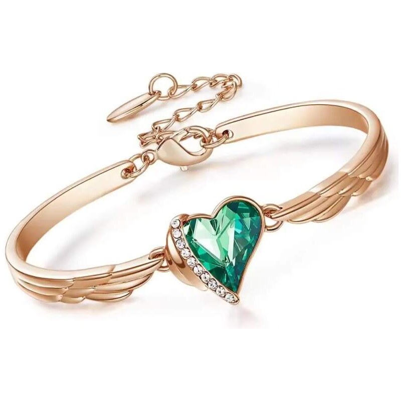 Glory Krištáľový náramok Green Angel ružovozlatý 990 52957152