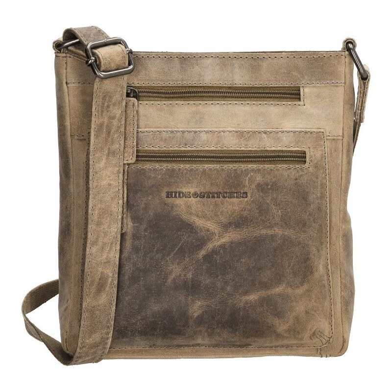 Hide & Stitches Sivá kožená crossbody kabelka „Anne“ 53158487