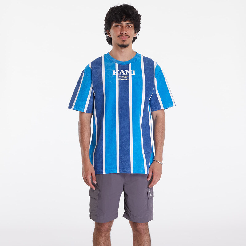 Tričko Karl Kani Retro Washed Stripe Tee Aqua/ Navy/ White M 53183111