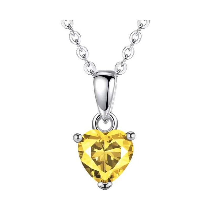 Glory Strieborný náhrdelník Happy so žltým srdiečkom CYD801-11 53199084