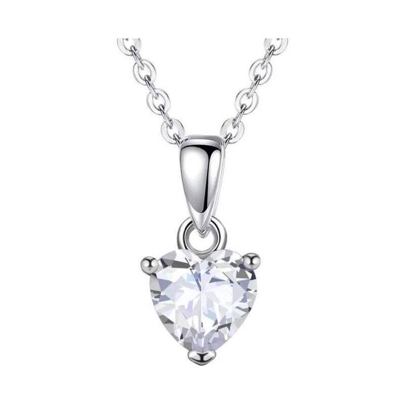 Glory Strieborný nahrdelník Happy s čírym srdiečkom CYD801-4 53199077