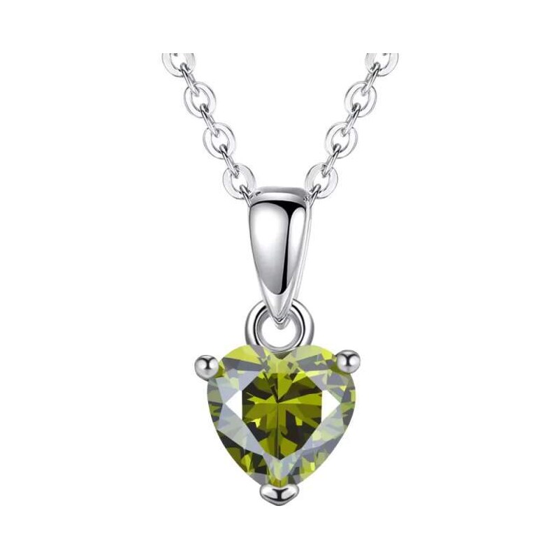 Glory Strieborný nahrdelník Happy so svetlozeleným srdiečkom CYD801-8 53199081