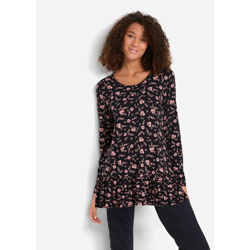 bonprix Dlhá úpletová tunika z viskózového mixu, farba čierna 47656779