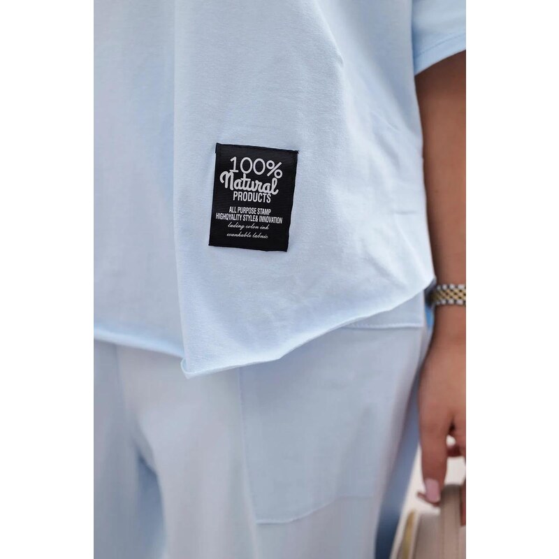 MladaModa 2-dielna bavlnená súprava blúzky a trojštvrťových teplákov 53200276