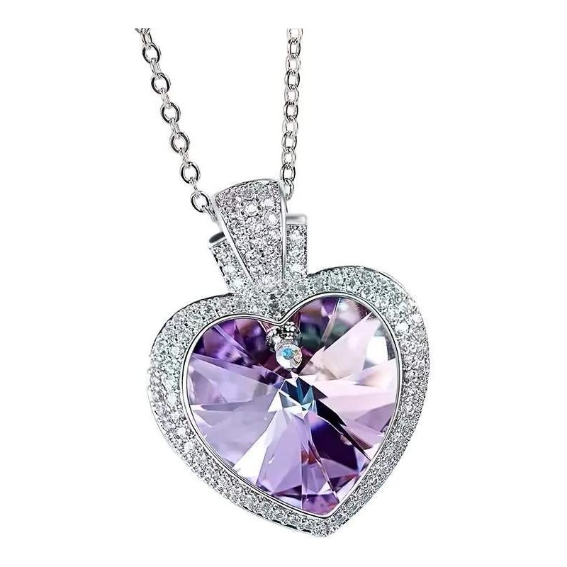 Glory Náhrdelník Lea s fialovým krištáľovým srdcom 997 53228414
