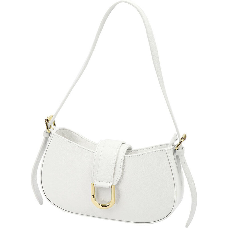 Gregorio Biela trendy kožená kabelka so zlatými doplnkami 53250877