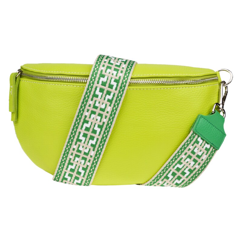 Zelená kožená talianska crossbody kabelka Reni Grande Lime s prídavným 53253664