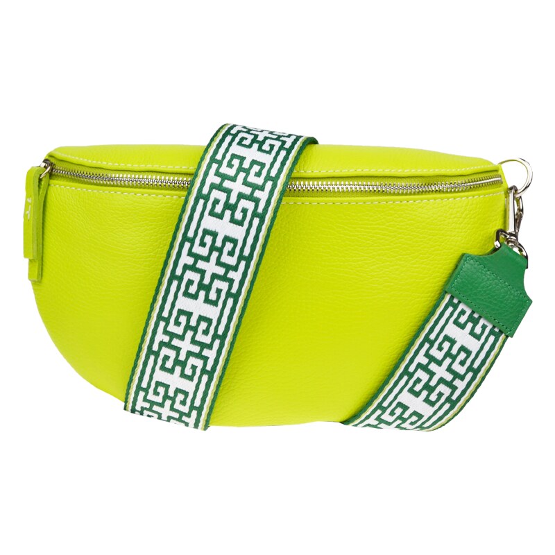 Zelená kožená talianska crossbody kabelka Reni Grande Lime s prídavným 53253665