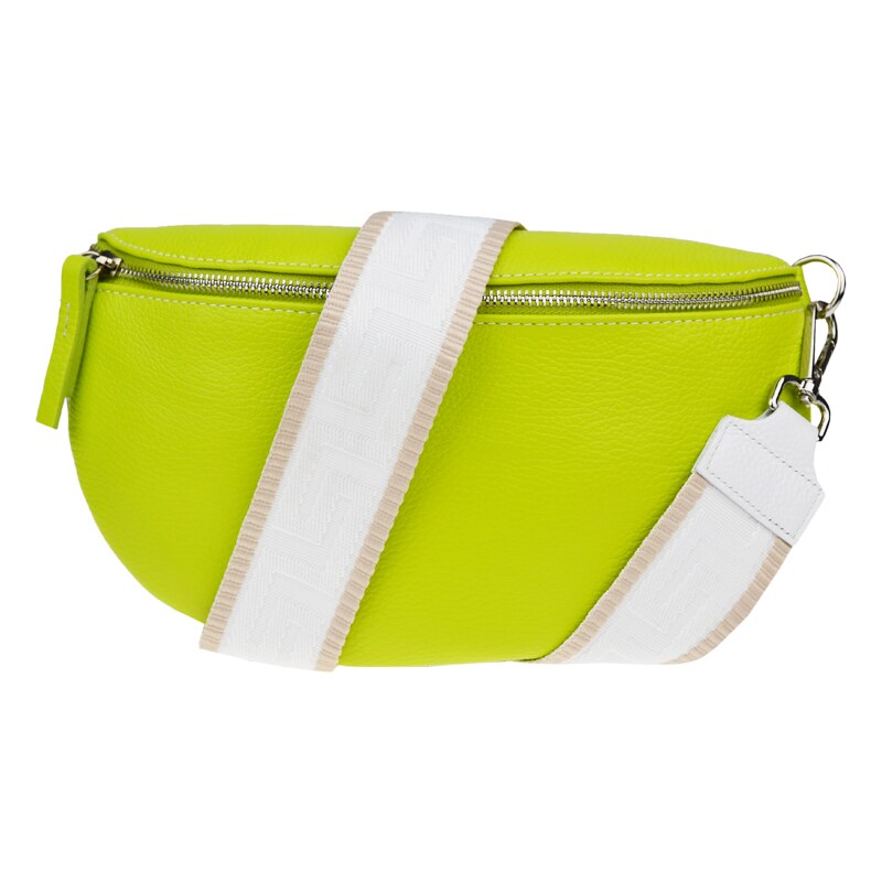 Zelená kožená talianska crossbody kabelka Reni Grande Lime s prídavným 53253669