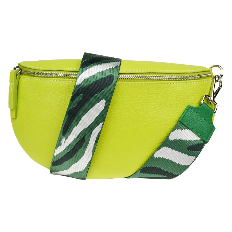 Zelená kožená talianska crossbody kabelka Reni Grande Lime s prídavným 53253666
