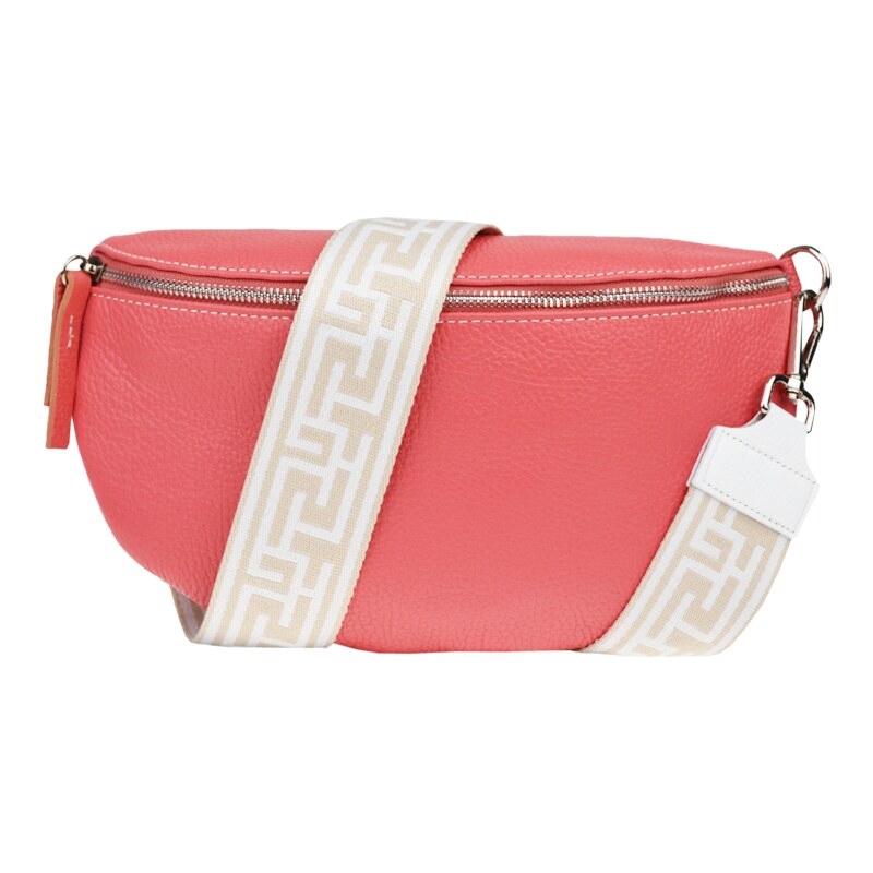 Ružová kožená talianska crossbody kabelka Reni Grande Rosa s prídavným 53253671