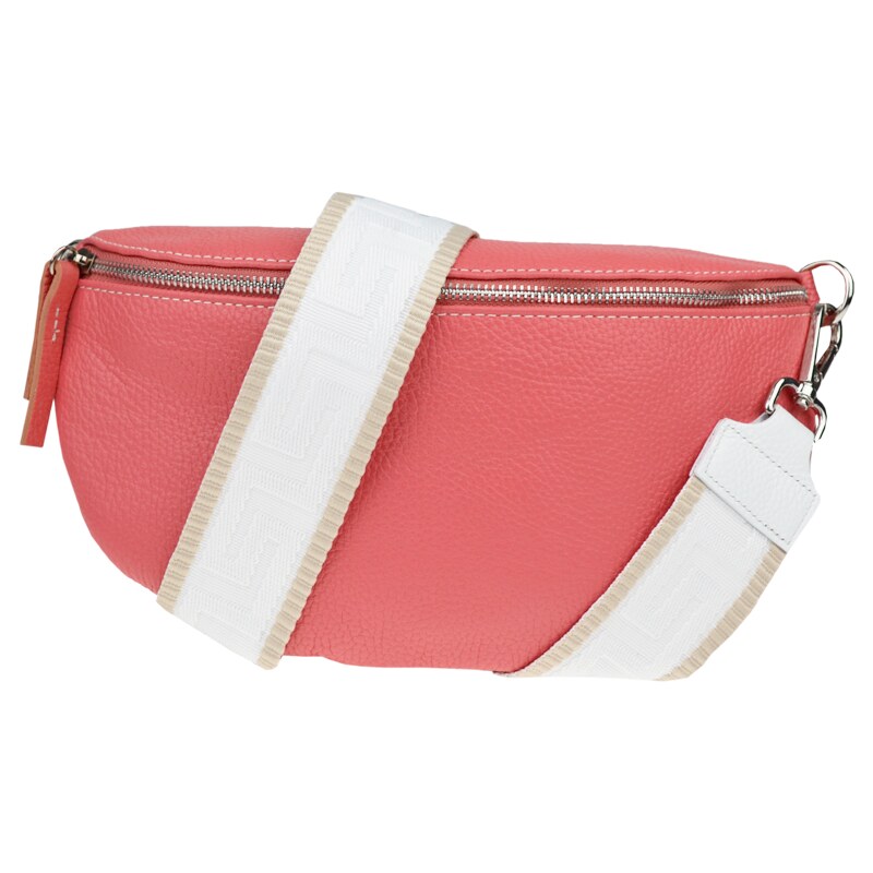 Ružová kožená talianska crossbody kabelka Reni Grande Rosa s prídavným 53253670