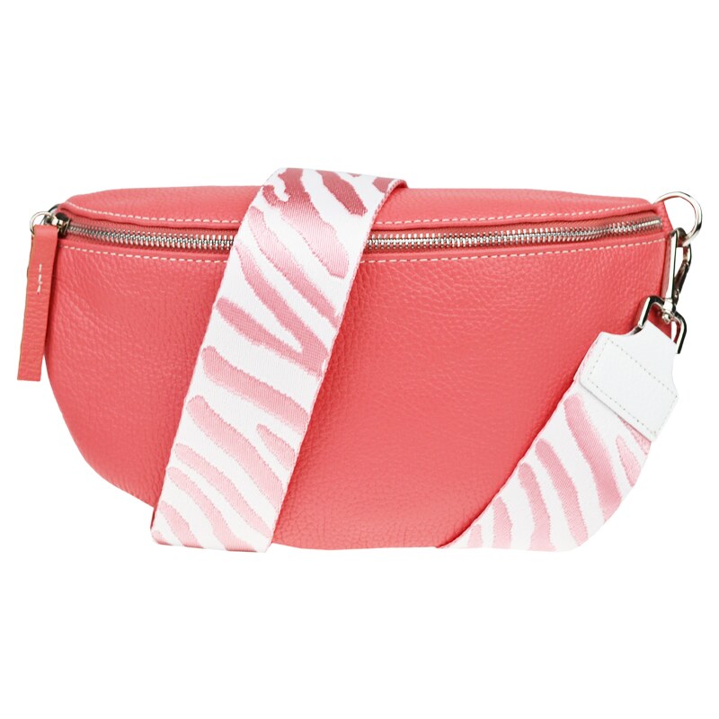 Ružová kožená talianska crossbody kabelka Reni Grande Rosa s prídavným 53253672