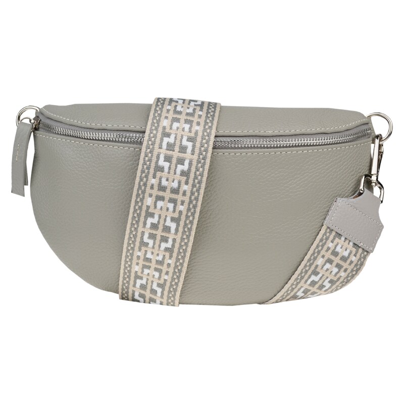 Sivá kožená talianska crossbody kabelka Reni Grande Grigia Nuvole s 53267880