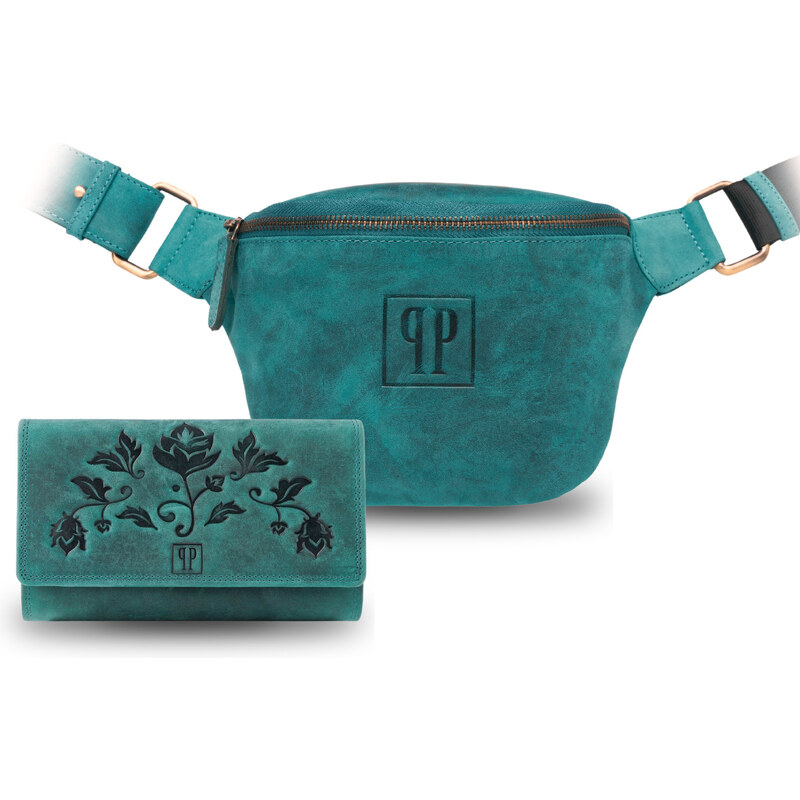 Paolo Peruzzi Dámsky set kožená peňaženka + ľadvinka ZUP-106-HGR | 53268652