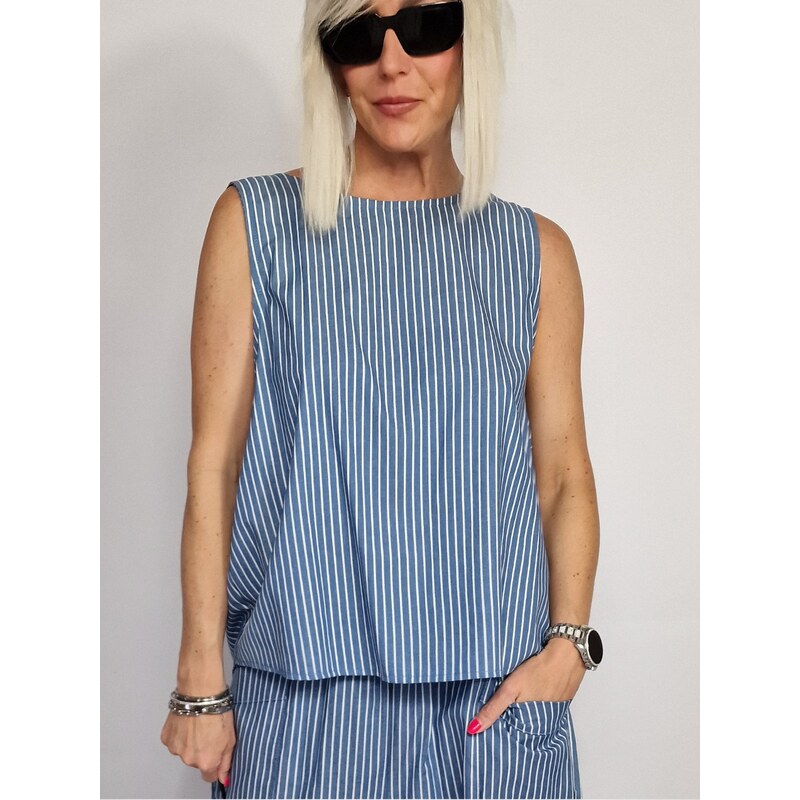 Voga Móda Tmavý džínsový top SUNKISSED 53268769