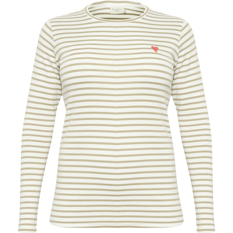 KAFFE CURVE Tričko Lia béžová / olivová / oranžovo červená 54324609