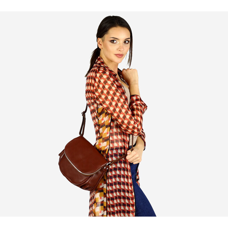 MARCO MAZZINI Dámska kožená kabelka na rameno | mandľovo hnedá L27f 53338779