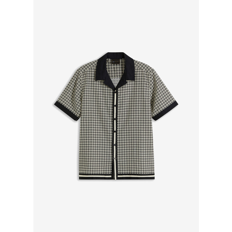 bonprix Košeľa s krátkym rukávom, s plátnom, farba béžová 53338930