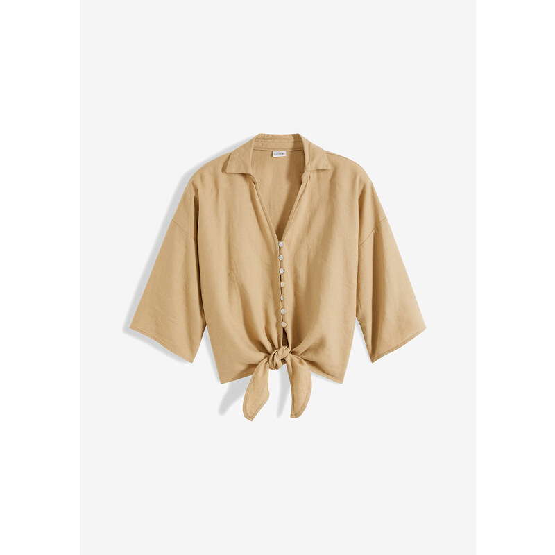 bonprix Plátená blúzka, farba béžová 53338964