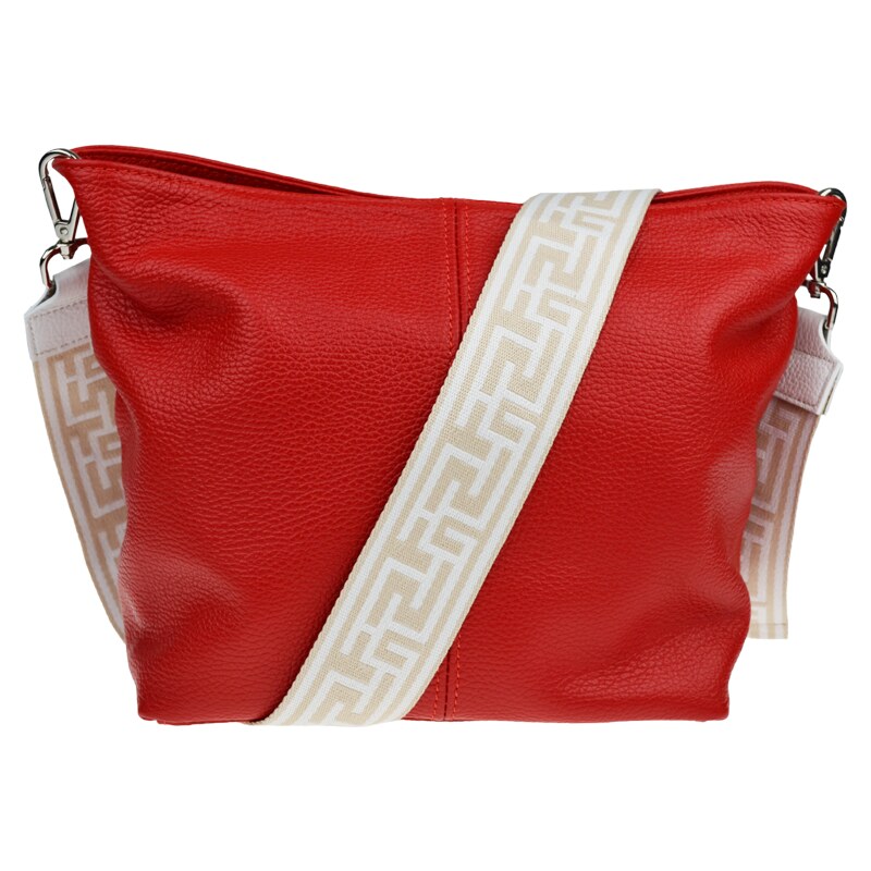 Červená kožená talianska crossbody kabelka Prisca Rossa Chiaro s 53369976