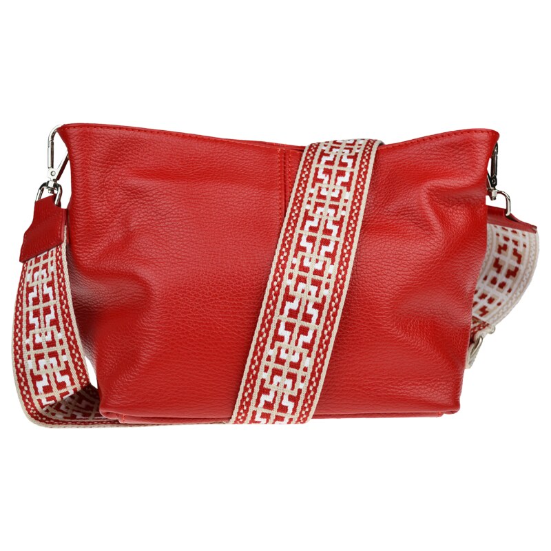 Červená kožená talianska crossbody kabelka Batilda Rosso s prídavným 53369980