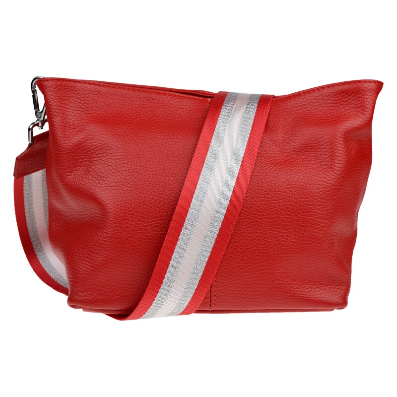 Červená kožená talianska crossbody kabelka Batilda Rosso s prídavným 53369981