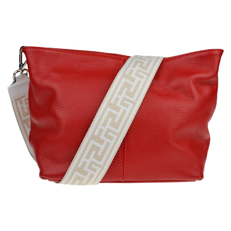 Červená kožená talianska crossbody kabelka Batilda Rosso s prídavným 53369991