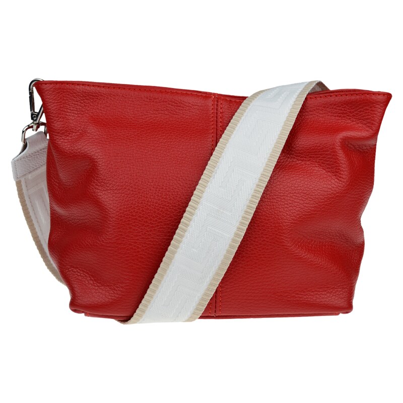 Červená kožená talianska crossbody kabelka Batilda Rosso s prídavným 53369992