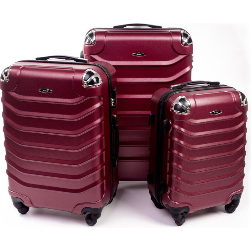 Rogal Tmavočervená sada 3 plastových kufrov Premium - veľ. M, L, XL 34047893