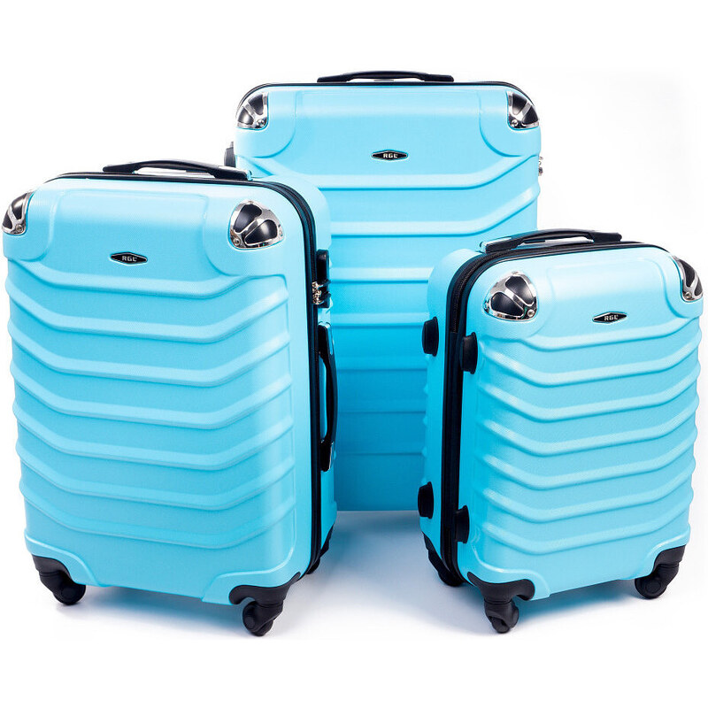 Rogal Svetlotyrkysová sada 3 plastových kufrov Premium - veľ. M, L, XL 30126747