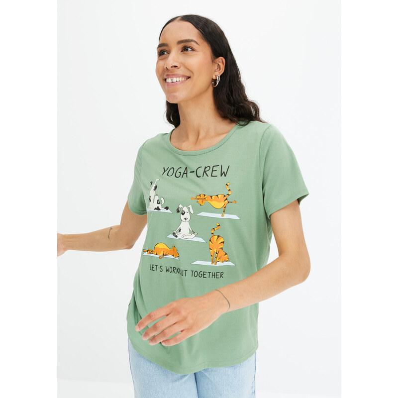 bonprix Tričko s potlačou, farba zelená 53378538