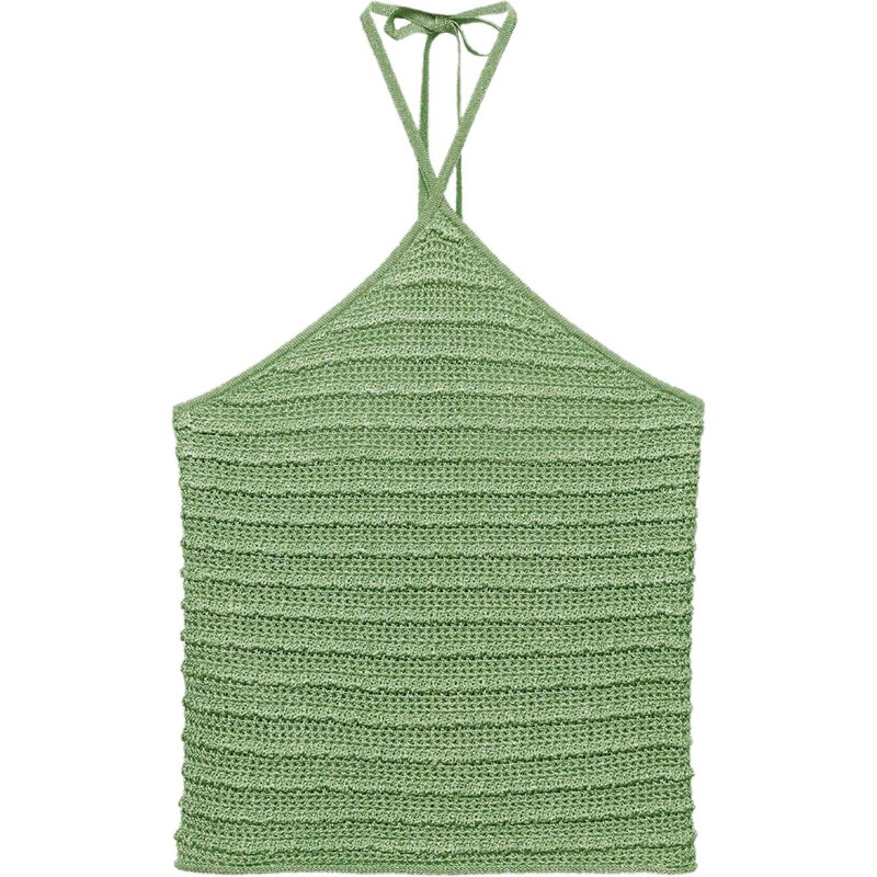 MANGO Vyšívaný top Milan zelená 54358826