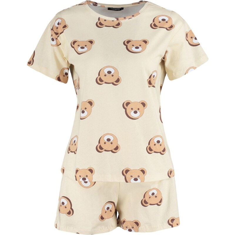 Trendyol Kraťasy svetlobéžová / mokka / tmavohnedá / biela 67820130