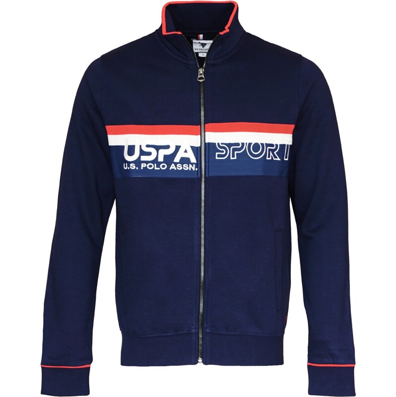 U.S. POLO ASSN. Tepláková bunda tmavomodrá / krvavo červená / biela 67101772