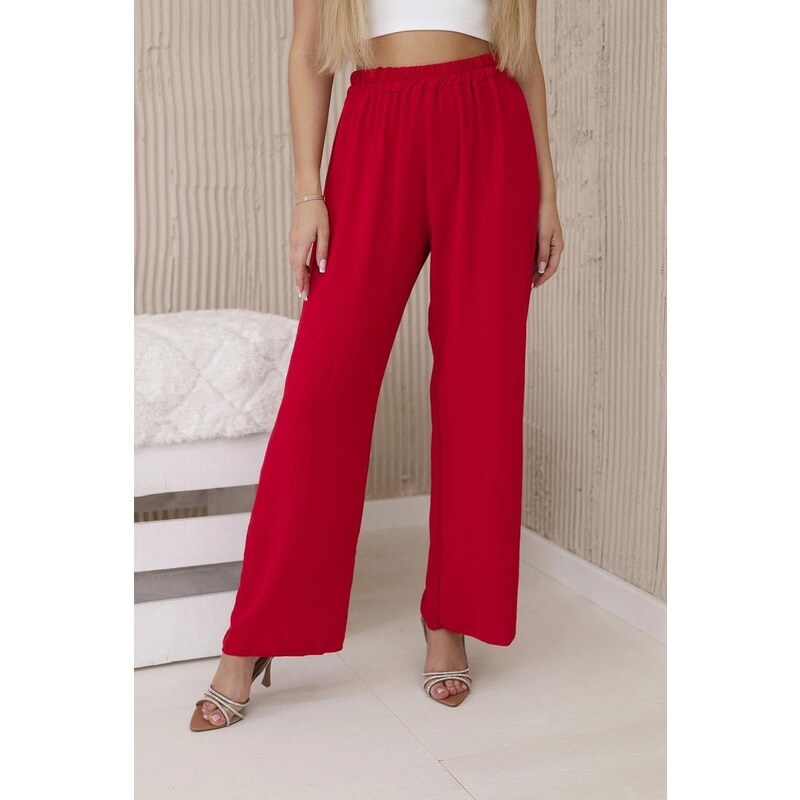 MladaModa Široké viskózové nohavice model IT-41 červené 53389879
