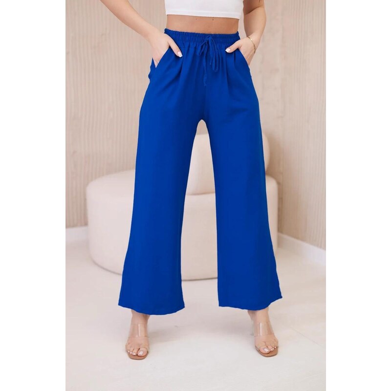 MladaModa Široké viskózové nohavice viazané v páse model 6695R farba 53389916