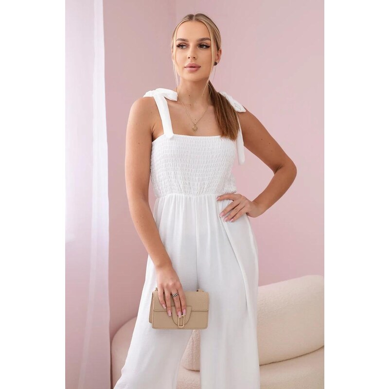 MladaModa Overal na viazané ramienka model ART2706 farba ecru 58163581